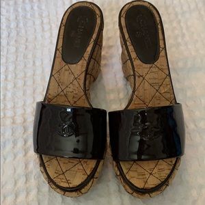 Chanel Brown Platform Sandals.